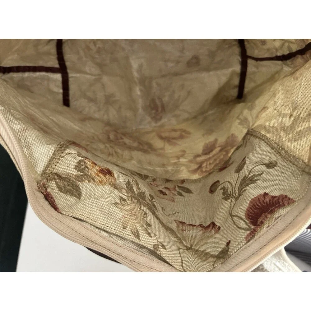 Brighton Floral Tapestry Tote Bag Brown Leather Croc Heart Charm Shoulder Purse